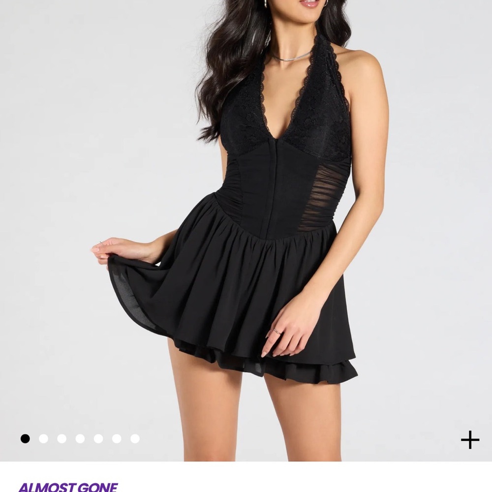 Windsor Black Ruched Halter Mini Dress